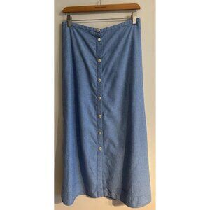 VTG Eddie Bauer Denim Skirt Blue Long Cottagecore Y2k Lightweight Cotton Size 10